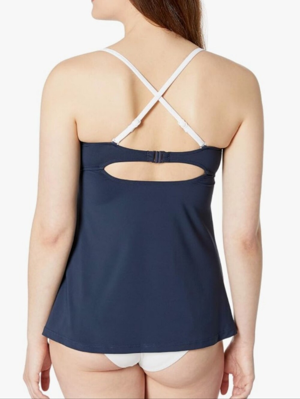 Seafolly Navy Blue Retro Tankini Swim Top with White Trim - Picture 12 of 12